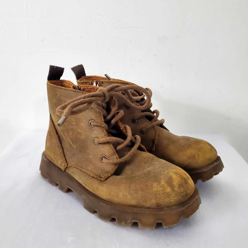 Zara Brown Real Leather Toddler Boots Size 26EUR